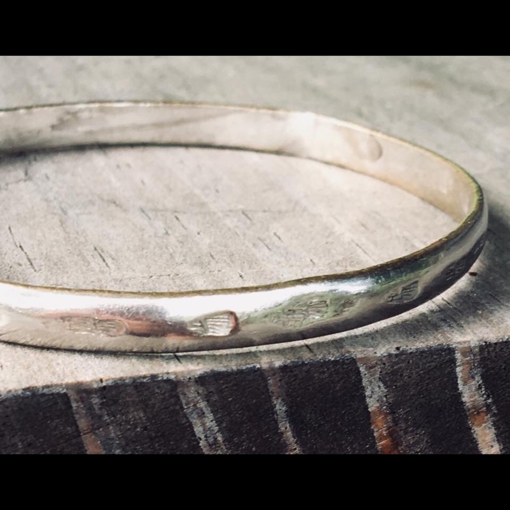 Tarnished Mexico Etched Bangle Bracelet